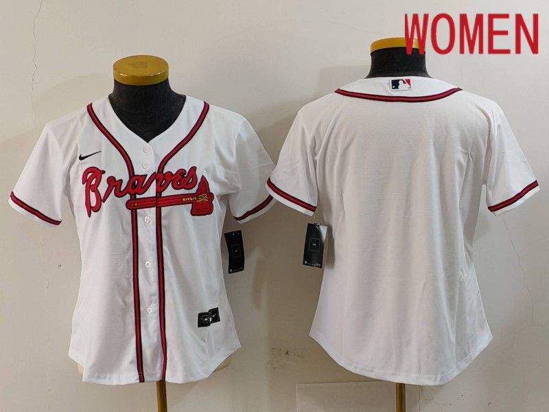 Women Atlanta Braves Blank White Game 2024 Nike MLB Jersey style 5->->